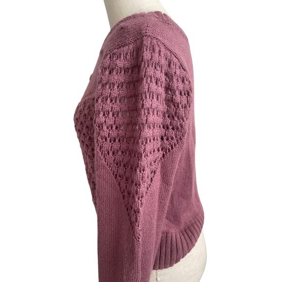 Lucky Brand Textured Knit Sweater Small Dusty Rose Winter Cozy Boho - Picture 5 of 7